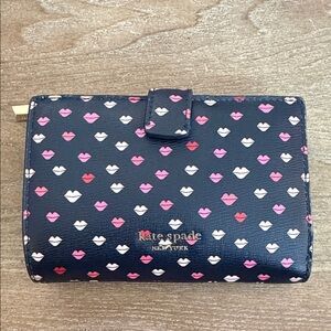 Kate Spade Lip Print Wallet in Blue and Pink